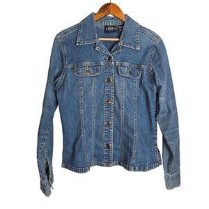 Vtg. Bill Blass Jeanswear Denim Pocket Button Shirt/Shacket Women M Rodeo